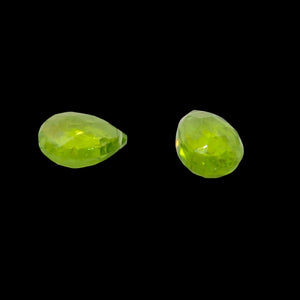 Gem Faceted Peridot Briolette Beads Matched Pair 6694P