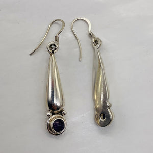 Semi-Precious Royal Natural Amethyst Sterling Silver Drop Earrings | 2" Long |