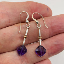 Load image into Gallery viewer, Lilac Faceted Amethyst Sterling Silver Dangle Earrings | 1 1/4&quot; Long | 1 Pair |
