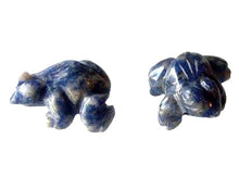 Load image into Gallery viewer, Ribbit 2 Realistic Carved Sodalite Frog Beads | 20x18x9.5mm | Blue white
