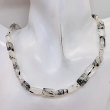 Load image into Gallery viewer, Tourmalinated Quartz Rectangular Bead Strand | 12x8x5mm| Clear White Black | 33|
