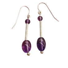 Load image into Gallery viewer, Unique Amethyst &amp; Sterling Silver Earrings 6379B
