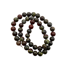 Load image into Gallery viewer, Dragon Blood or Bloodstone Round Bead Strand | 8mm | Green. Red | 48 Beads |
