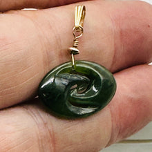 Load image into Gallery viewer, Jade New Zealand Maori Koru 14K Gold Filled Pendant | Green | 1&quot; Long |
