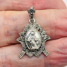 Load image into Gallery viewer, Marcasite Sterling Silver Virgin Mary Pendant | 1&quot; Long | 1 Pendant
