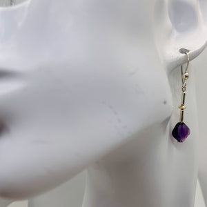 Lilac Faceted Amethyst Sterling Silver Dangle Earrings | 1 1/4" Long | 1 Pair |