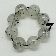 Load image into Gallery viewer, Tourmalinated Quartz Round Bead Parcel | 3&quot; Long | Clear, Black | 8 Beads |
