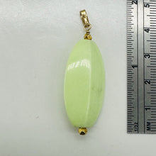 Load image into Gallery viewer, Chrysoprase Ridged Marquise Yellow Gold Pendant | 1 3/4' Long | Lemon Green |
