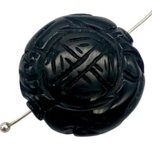 Load image into Gallery viewer, 3 Carved Long Life Obsidian Coin Beads
