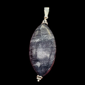 Mookaite Striped Sterling Silver Marquise Pendant | 2 1/4" Long | Purplish Gray|