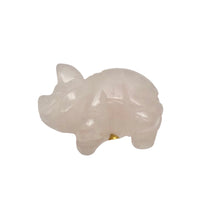 Load image into Gallery viewer, Hand Carved Pink Rose Quartz PIGGY Figurine | 21x13x9.5mm | Pink
