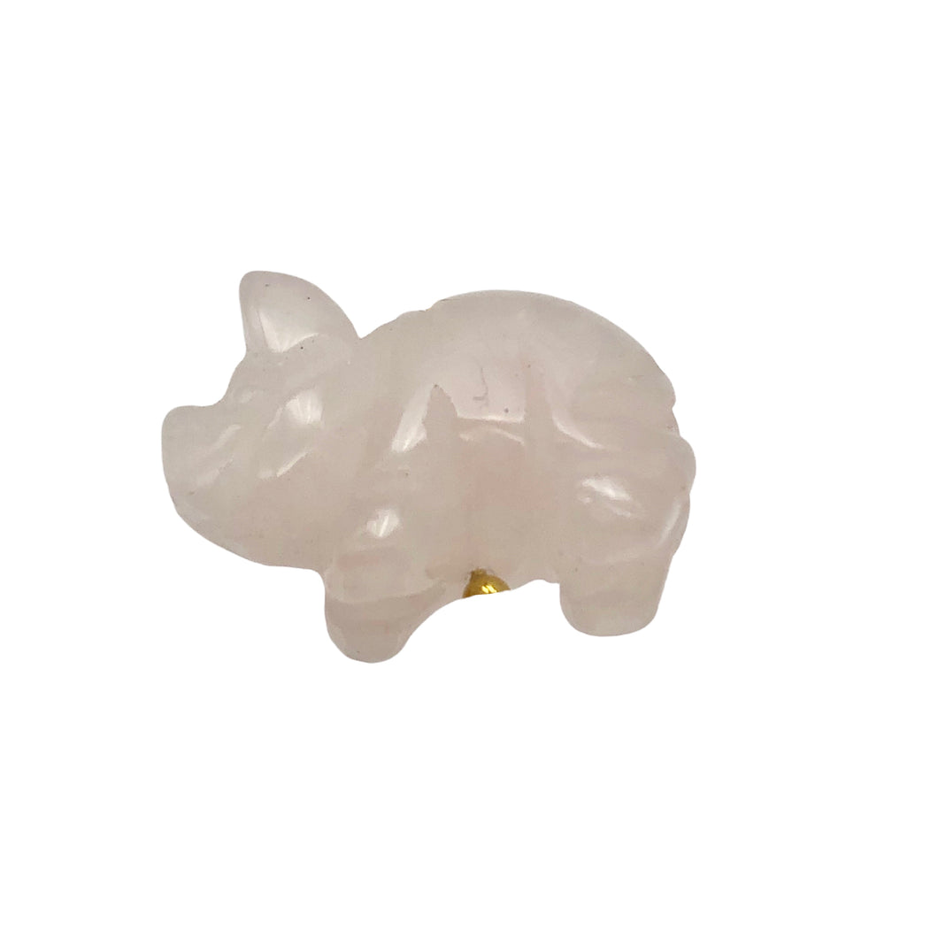 Hand Carved Pink Rose Quartz PIGGY Figurine | 21x13x9.5mm | Pink