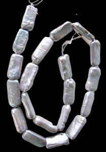 Glamour Platinum 18x9mm Rectangle Coin FW Pearl Strand 109935