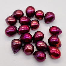 Load image into Gallery viewer, 6 Radiant Raspberry Teardrop Briolette Pearls 10131

