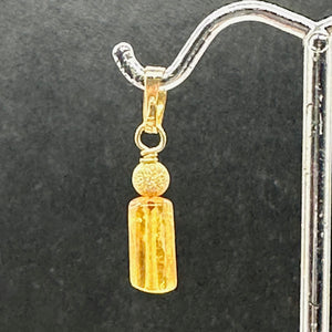 Topaz Precious Faceted Crystal Drop 14K Gold Filled Pendant | 1" Long | Orange |