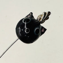 Load image into Gallery viewer, Kitty Cat Ceramic Round Beads | 15mm | Black | 4 Beads |
