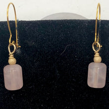 Load image into Gallery viewer, Madagascar Rose Quartz Tube Bead 14k Gold Filled Semi Precious Stone Earrings
