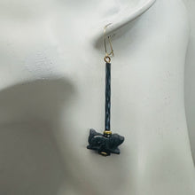 Load image into Gallery viewer, Hand Carved Sodalite Dog Puppy and 14Kgf Earrings 6142
