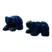 Load image into Gallery viewer, Roar! 2 Hand Carved Natural Lapis Bear Animal Beads | 13x18x7mm | Blue, white
