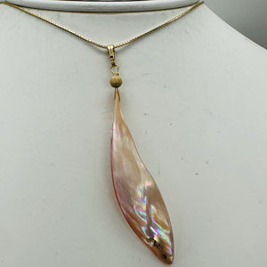 Designer Pink Mussel Shell 14K Gold Filled Pendant | 2 3/4" Long |