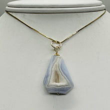 Load image into Gallery viewer, Chalcedony Druzy Designer Cut Sterling Silver Pendant | 1 1/4&quot; Long | Blue |
