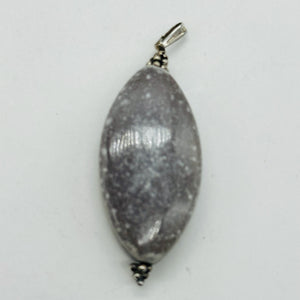 Australian Mookaite 40x20x6mm Marquise Cut Pendant | 2 1/4" Long | Gray, White |