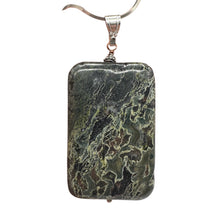 Load image into Gallery viewer, Tsunami Stone Sterling Silver Rectangle Pendant | 3&quot; Long | Green White |
