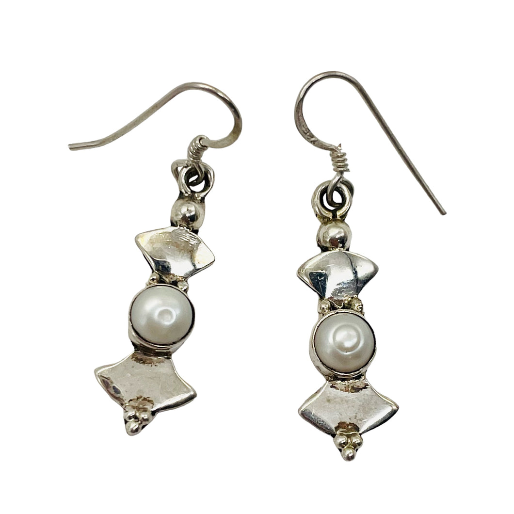 Fresh Water Pearl Sterling Silver Dangle Earrings | 1 1/2