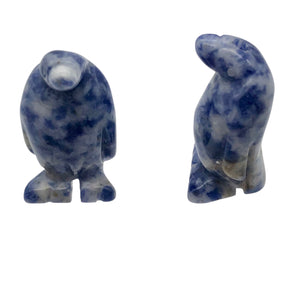 March of The Penguins 2 Carved Sodalite Animal Beads | 21.5x12.5x11mm | Blue