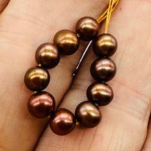Load image into Gallery viewer, 10 Copper Freshwater Pearls 5.5mm Round Genuine Pearl Beads Jewelry Making
