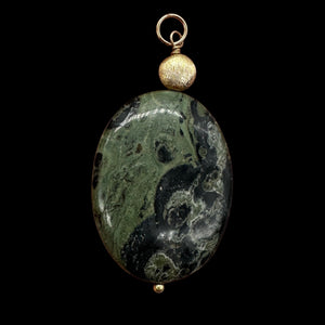 Exotic Kambaba Jasper Oval 14K Gold Filled Pendant | 2" Long | 1 Pendant |