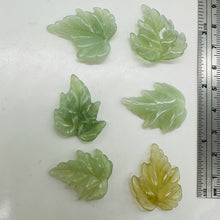 Load image into Gallery viewer, New Jade Carved Serpentine Leaf Bead Set | 28x23x4 to 23x24x4mm | 6 Beads |
