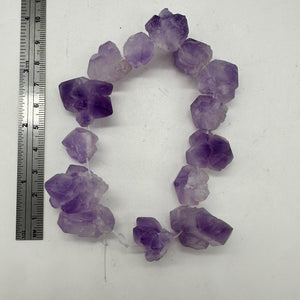 Amethyst Natural Crystals 8" Strand | 29x27x15 to 18x17x12mm | Purple| 14 Beads|