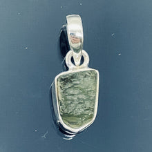 Load image into Gallery viewer, Moldavite 8.88ct Sterling Silver Free-form Pendant| 7/8&quot; Long| Green| 1 Pendant|
