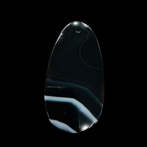 Sardonyx Focal Pendant Bead | Black, White | 64x34x6mm | 1 Bead |