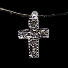 Load image into Gallery viewer, Tiny Sterling Silver Cubic Zirconia Cross | 1/2&quot; Long | Silver | 1 Pendant |
