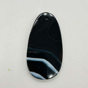 Sardonyx Focal Pendant Bead | Black, White | 64x34x6mm | 1 Bead |