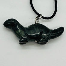 Load image into Gallery viewer, Kambaba Jasper Diplodocus Dinosaur Pendant | 3/4&#39; Long | Black, Green |
