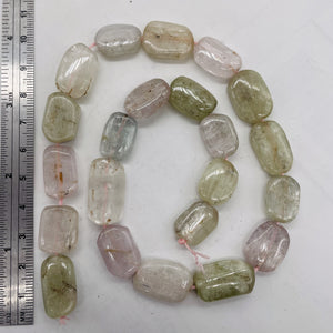 Kunzite 68G Flat Nugget Bead Strand | 23x12x7 to 17x12x6mm | Pink, Green, Clear|