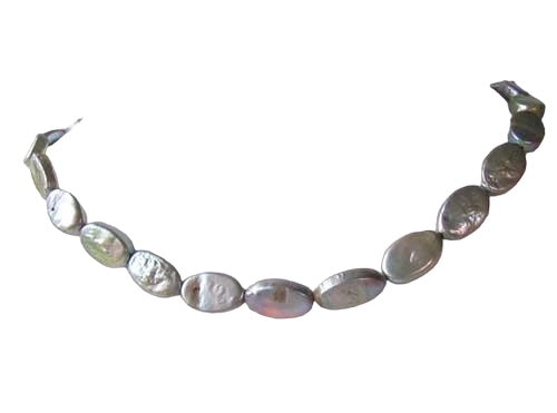 Platinum Green Oval Coin Pearl Strand 109948