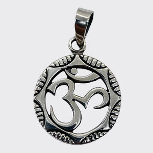 Om Symbol Sterling Silver Charm | 1 1/8" Long | Silver | 1 Pendant |