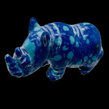 Load image into Gallery viewer, Hand-Carved Standing Spotted Rhinosceros | 1&quot; Tall |Blue Green White| 1 Figurine
