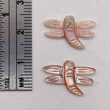 Load image into Gallery viewer, Dragonfly Premium Hand Carved Etched Pink Mussel Shell Beads | 16x10mm| 2 Beads|
