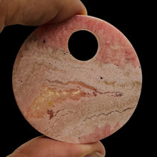 Load image into Gallery viewer, Natural, Untreated Lacy Pink Rhodochrosite 50mm Pi Circle Pendant Bead
