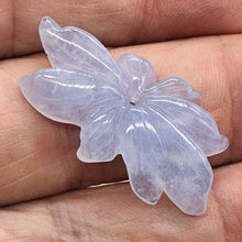 Load image into Gallery viewer, Chalcedony 16ct Hand Carved Flower Pendant Bead| 33X28X5mm| Blue| 1 Pendant Bead
