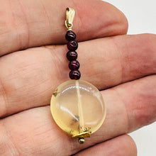 Load image into Gallery viewer, Gemmy Peruvian Opal w/Garnet Sterling Silver Pendant | Clear, Red |1 1/4&quot; Long |

