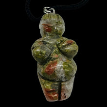 Load image into Gallery viewer, Unakite Stone Goddess of Willendorf Pendant Necklace | 3/4&#39; Long | Green, Pink |
