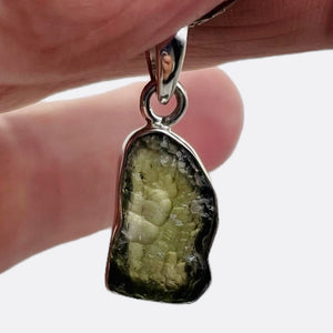 Moldavite 9.52ct Sterling Silver Rectangular Pendant| 1" Long| Green| 1 Pendant|