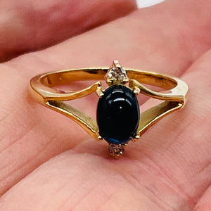 Indicolite Tourmaline Diamond 14K Gold Oval Ring | Size 7 | Blue | 1 Ring |