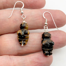Load image into Gallery viewer, Tiger Eye Venus Goddess of Willendorf Sterling Earrings| 1 3/4&quot; Long | Bronze |
